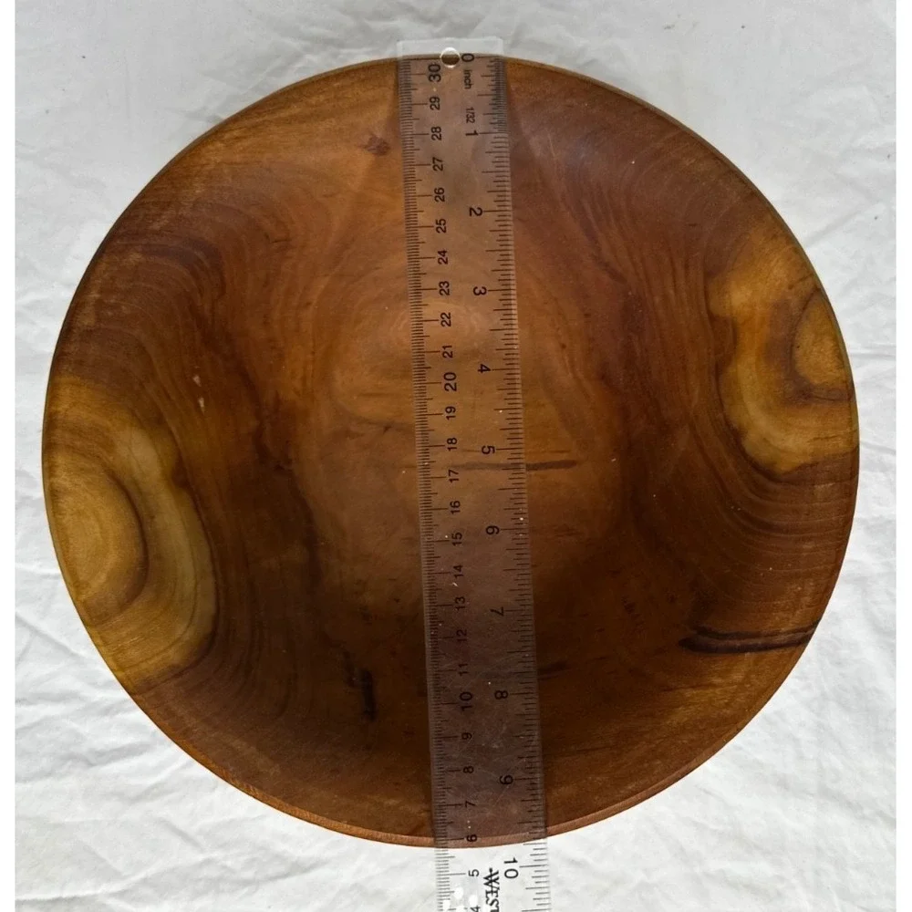 Handmade Burl Grain Cherry Wood Bowl Signed Farmhouse Decor Accent